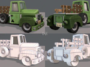 픽업 트럭 만화 3D 모델