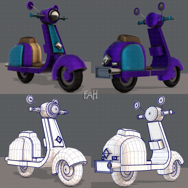 scooter cartoon Modelo 3D .c4d .max .obj .3ds .fbx .stl .blend 