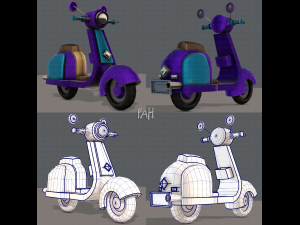scooter cartoon 3D Model