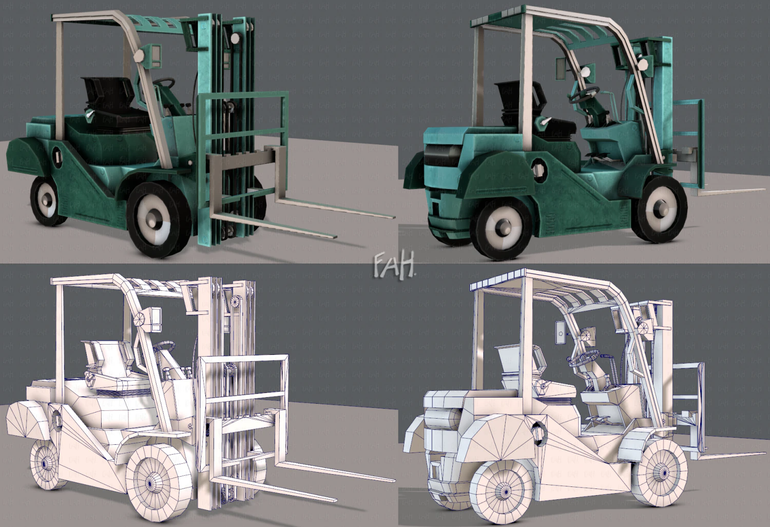 forklift cartoon 3D Model .c4d .max .obj .3ds .fbx .stl .blend 