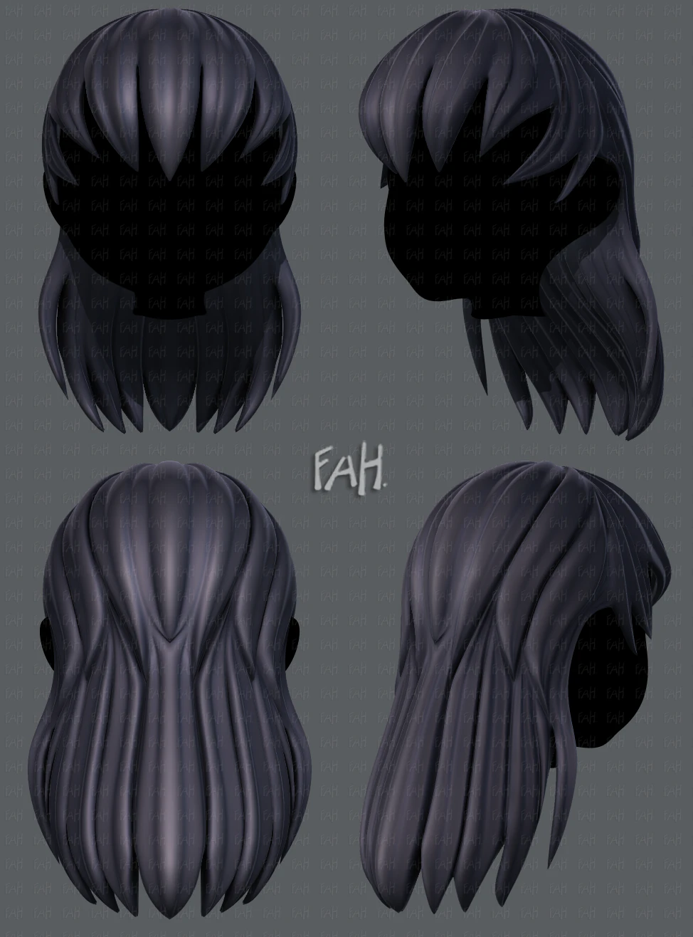 3d hair style for girl v16 3D Model .c4d .max .obj .3ds .fbx .stl .blend 