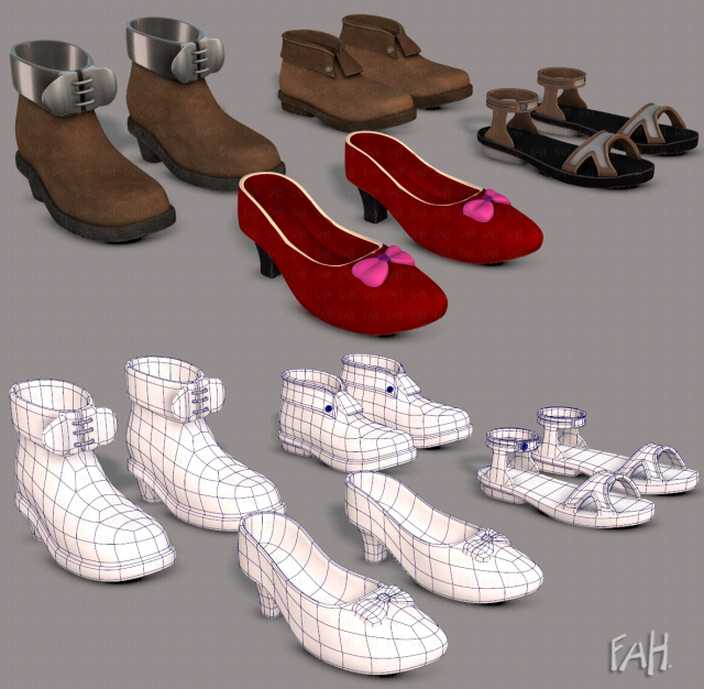 shoes cartoon v02 3D Model .c4d .max .obj .3ds .fbx .stl .blend 