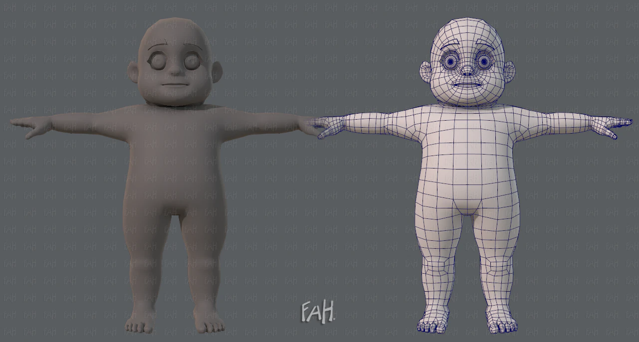 base mesh fat boy character 3D Model .c4d .max .obj .3ds .fbx .stl .blend 