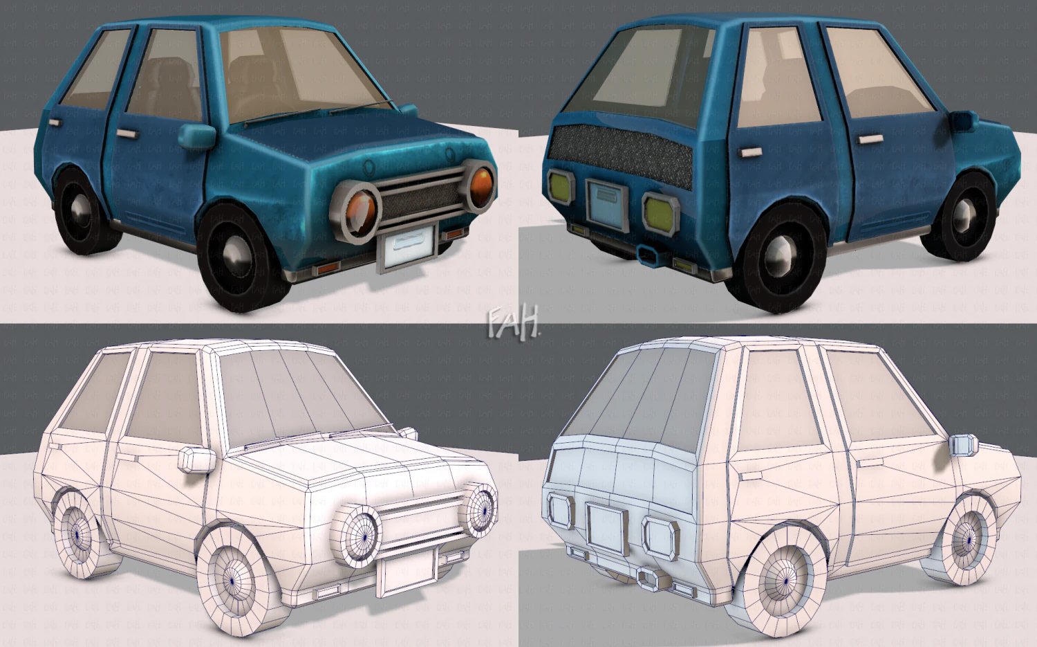 cartoon car 01 3D Model .c4d .max .obj .3ds .fbx .stl .blend 