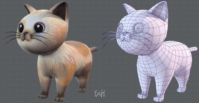 cat cartoon v01 3D Model in Cat 3DExport