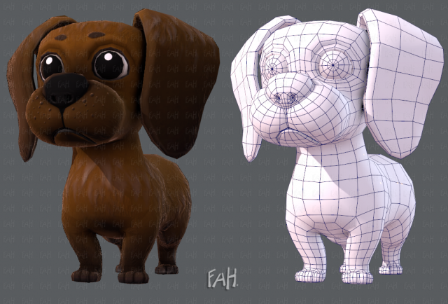 dog base cartoon 3D Modell .c4d .max .obj .3ds .fbx .stl .blend