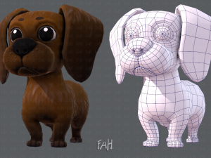 dog base cartoon 3Dモデル