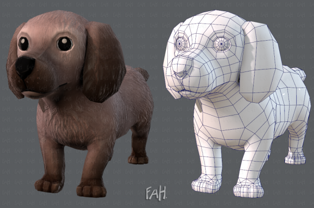 dog base cartoonv02 3D Модель .c4d .max .obj .3ds .fbx .stl .blend