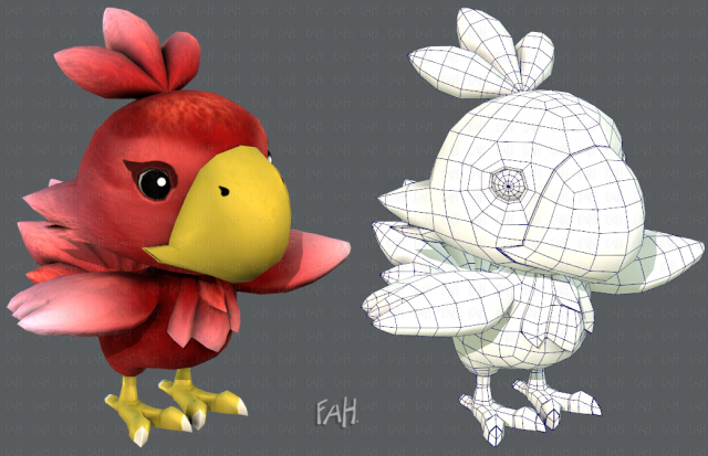 chocobo bird 3D Model .c4d .max .obj .3ds .fbx .stl .blend 