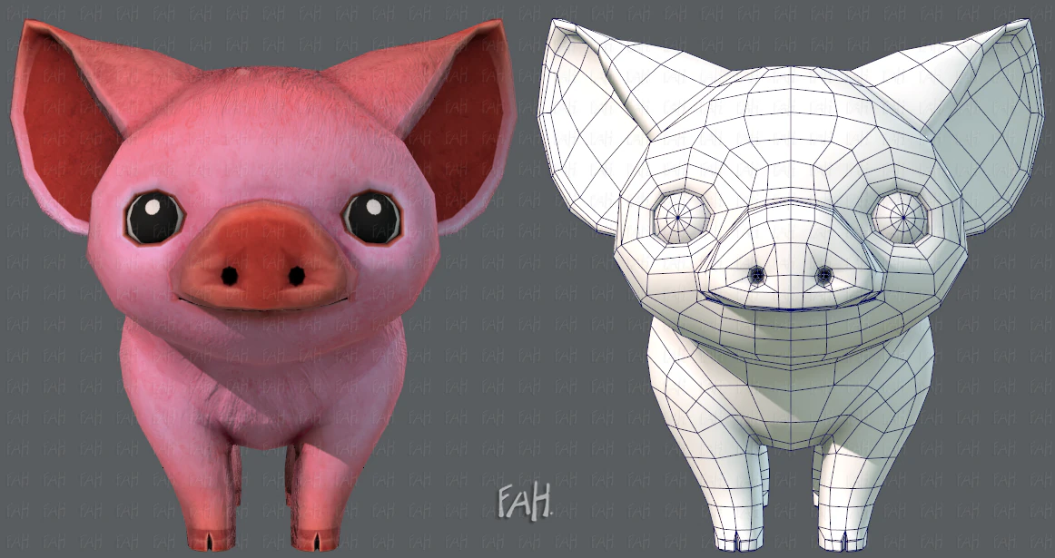 pig cartoon 3D Model .c4d .max .obj .3ds .fbx .stl .blend 