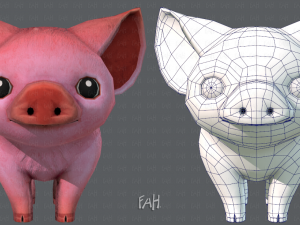 pig cartoon 3D Model