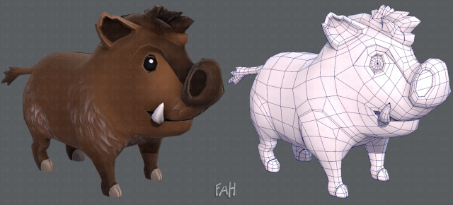 boar cartoon 3D मॉडल .c4d .max .obj .3ds .fbx .stl .blend 