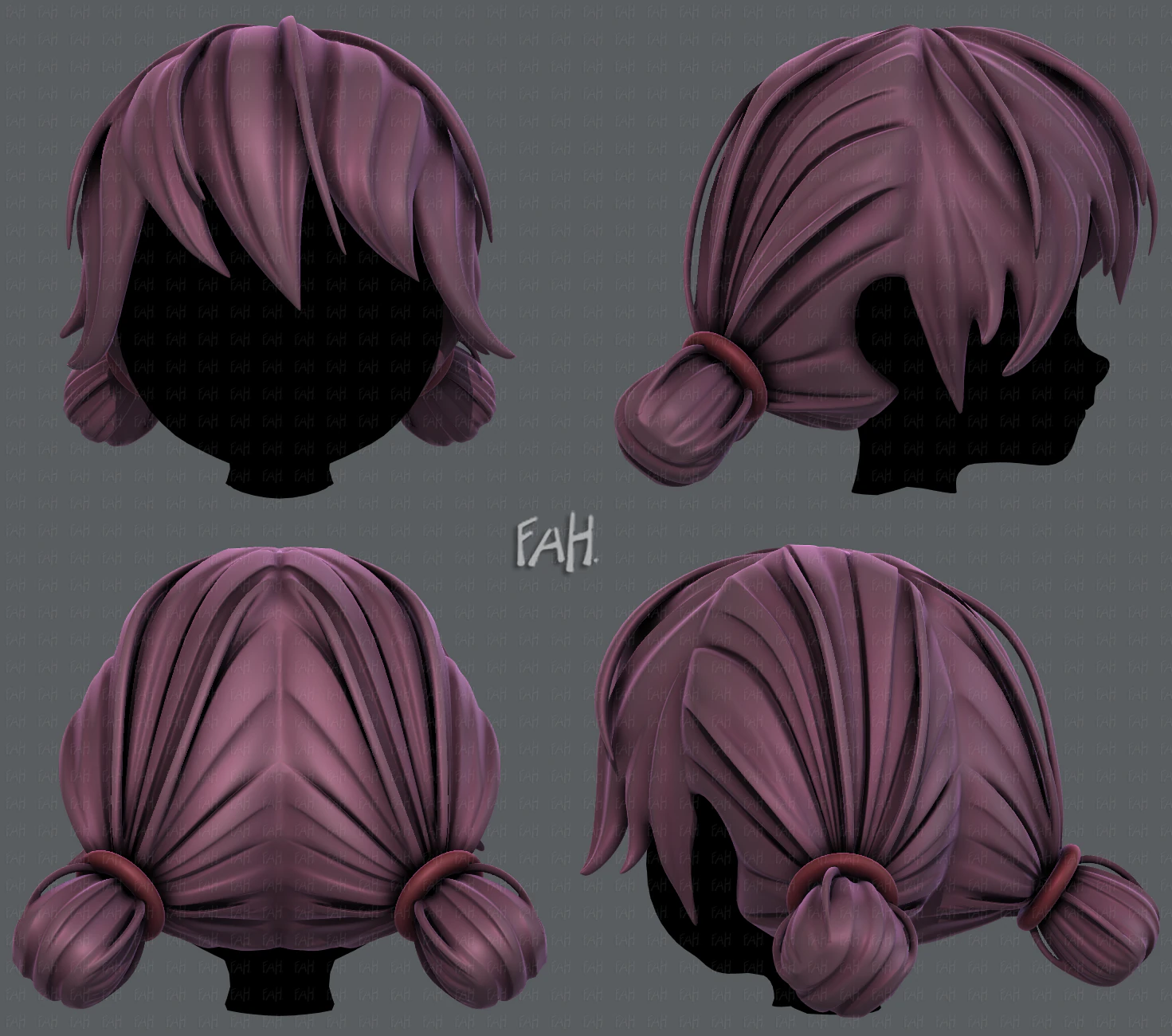 3d hair style for girl v22 3D Model .c4d .max .obj .3ds .fbx .stl .blend 