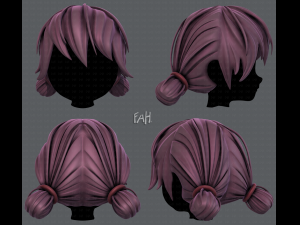 3d hair style for girl v22 3D मॉडल