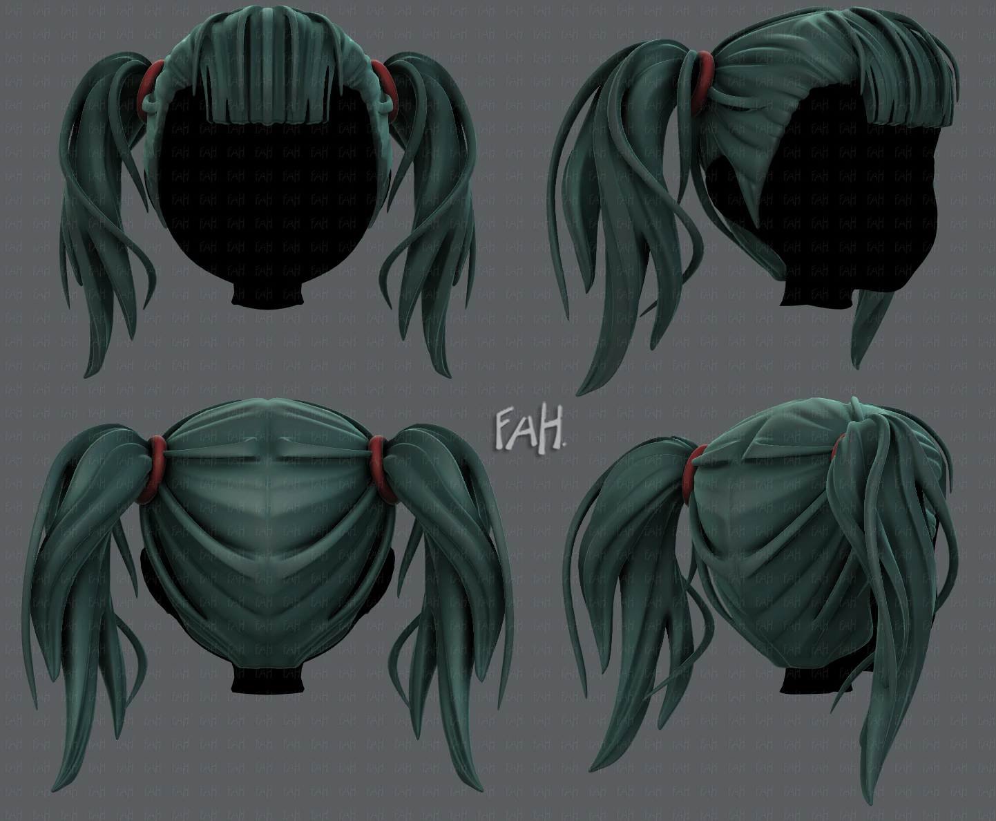 3d hair style for girl v25 3D Model .c4d .max .obj .3ds .fbx .stl .blend 