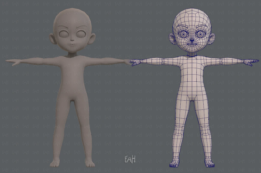 Base mesh boy character v03 3D Model .c4d .max .obj .3ds .fbx .stl .blend 