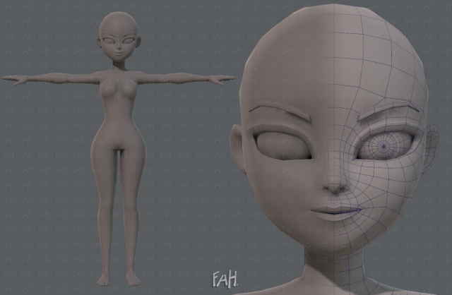 base mesh woman 05 Model 3D .c4d .max .obj .3ds .fbx .stl .blend 