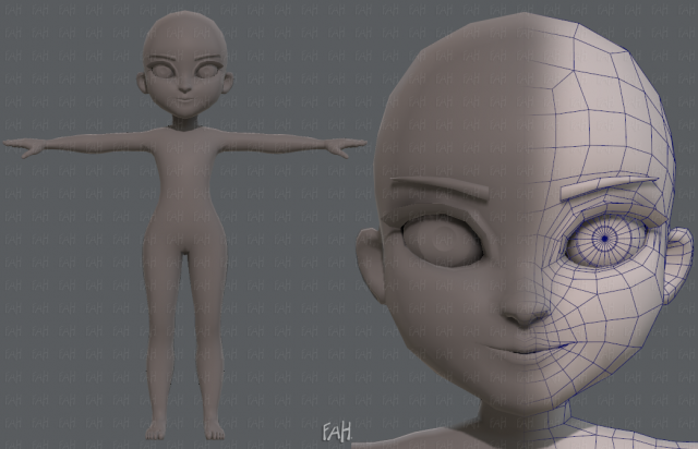 base mesh girl characterv02 3D Model .c4d .max .obj .3ds .fbx .stl .blend 