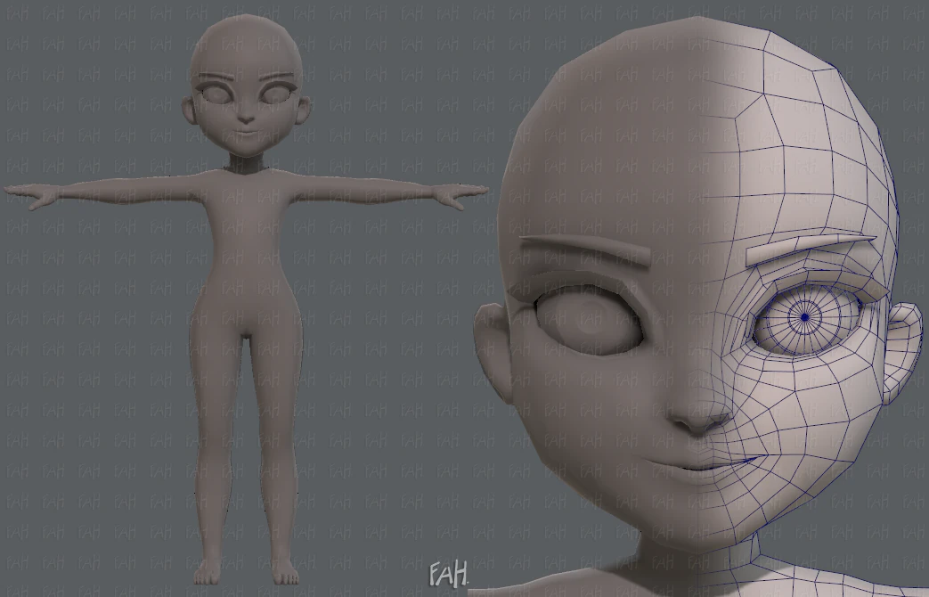 base mesh girl characterv02 3D Model .c4d .max .obj .3ds .fbx .stl .blend 