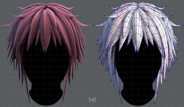 3d hair style for man typeb v01 3D Model .c4d .max .obj .3ds .fbx .stl .blend 