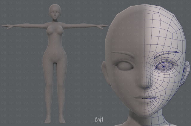 base mesh woman 07 3D मॉडल .c4d .max .obj .3ds .fbx .stl .blend 