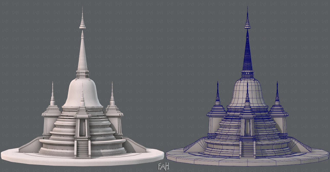 pagoda v02 3D Model .c4d .max .obj .3ds .fbx .stl .blend