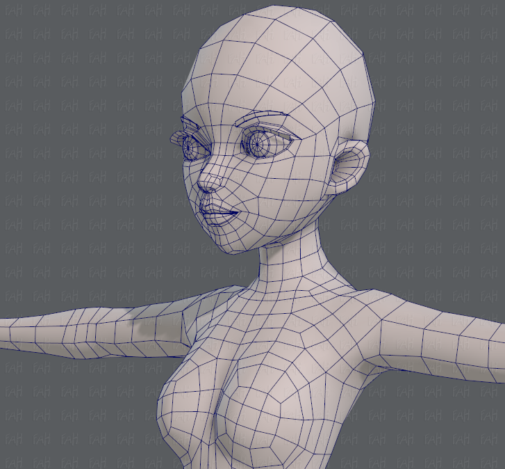 Woman Base Mesh. Stylized Base Mesh. Базовая сетка ребенок 3д.