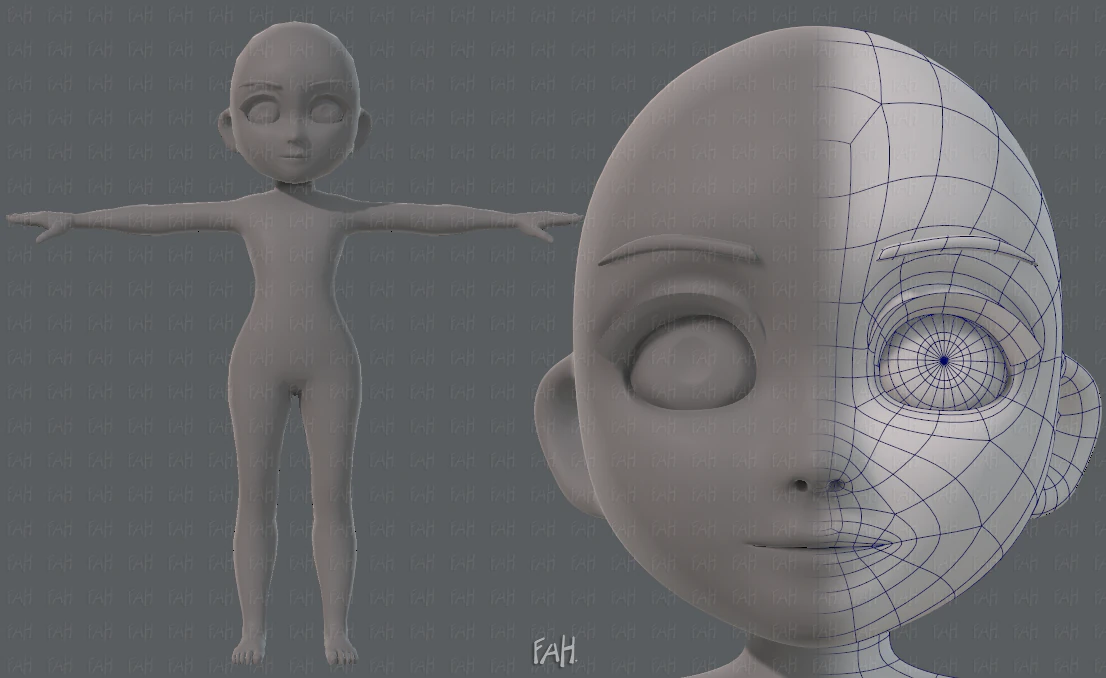 base mesh girl characterv03 3D Model .c4d .max .obj .3ds .fbx .stl .blend