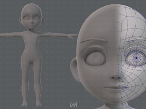 base mesh girl characterv03 3D Model