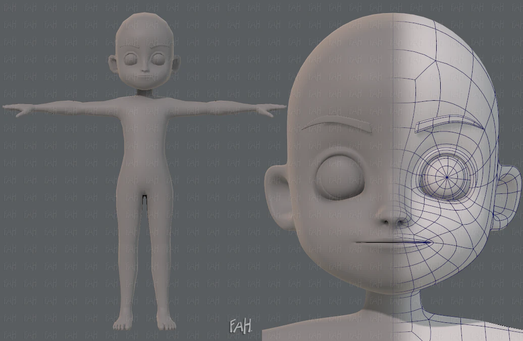 base mesh boy character v05 3D Model .c4d .max .obj .3ds .fbx .stl .blend