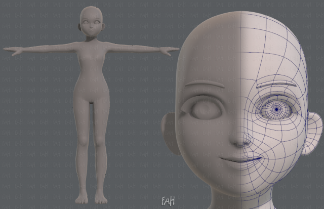 base mesh girl characterv04 3D Model .c4d .max .obj .3ds .fbx .stl .blend 