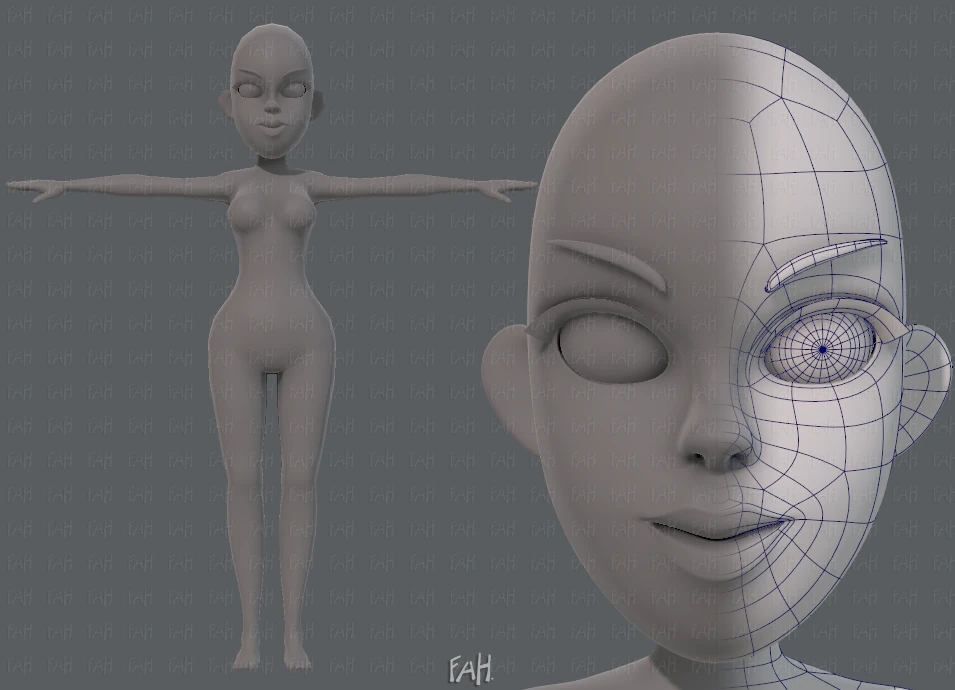 base mesh woman 10 3D Model .c4d .max .obj .3ds .fbx .stl .blend 