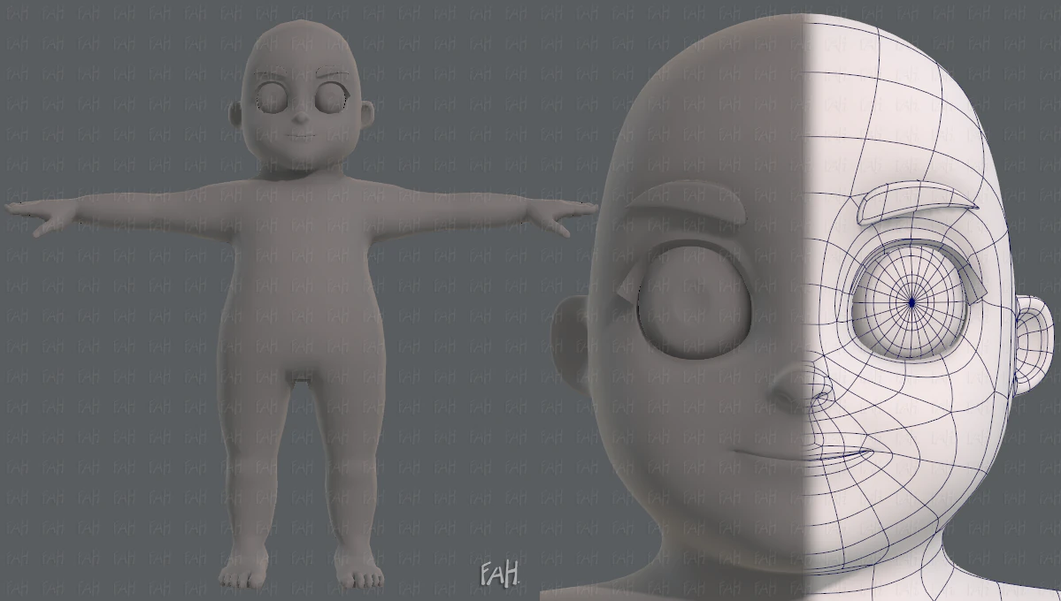 base mesh boy character v06 3D Model .c4d .max .obj .3ds .fbx .stl .blend 