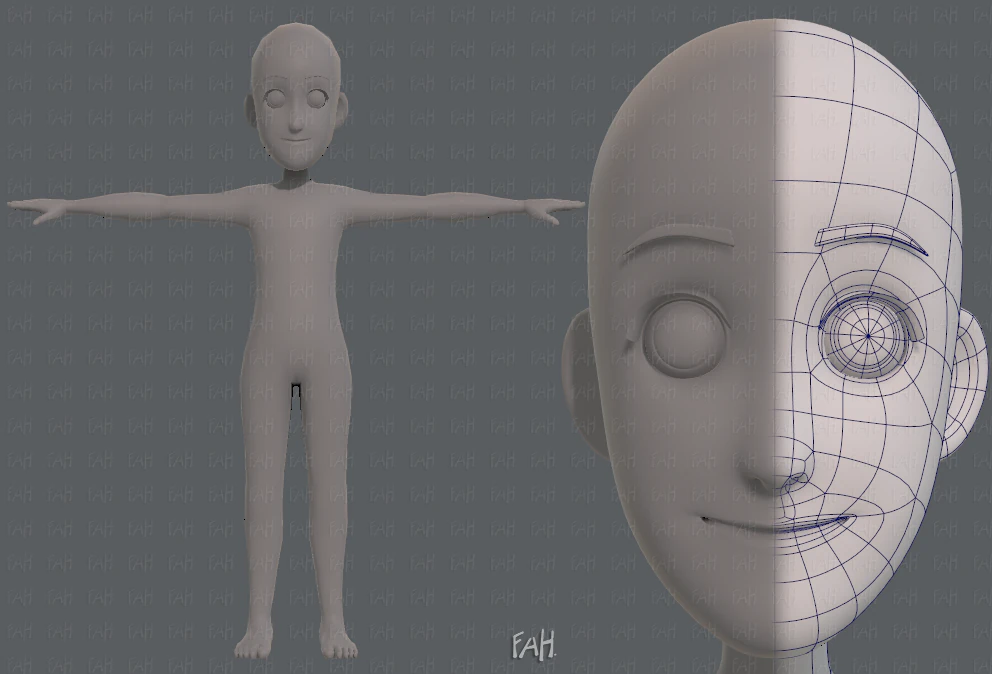 base mesh boy character v07 3D Model .c4d .max .obj .3ds .fbx .stl .blend 