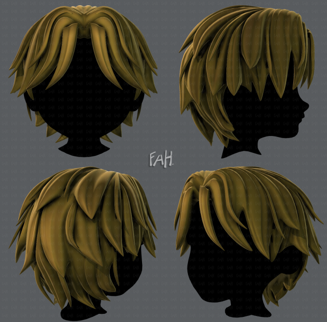 3d hair style for boy v33 3D 모델 .c4d .max .obj .3ds .fbx .stl .blend 