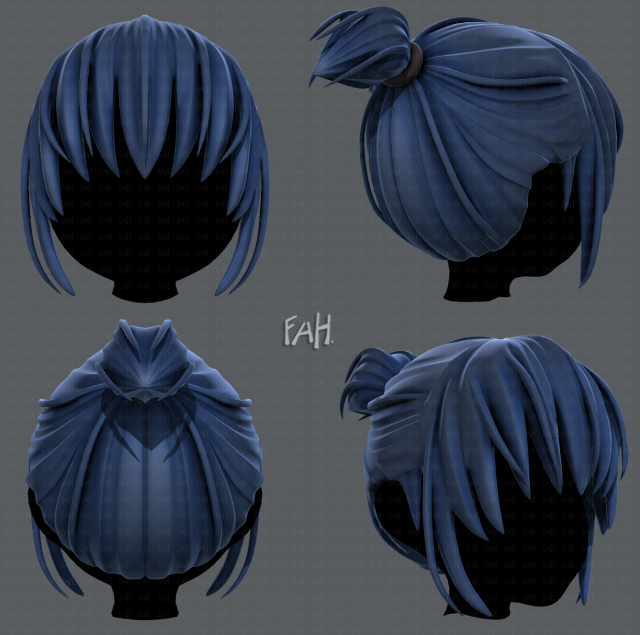 3d hair style for girl v35 3D 模型 .c4d .max .obj .3ds .fbx .stl .blend 