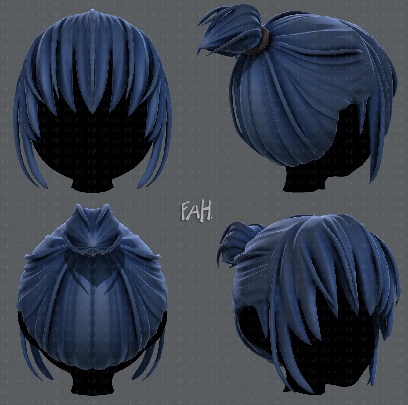 Female Anime Hairstyle Collection | 3D model
