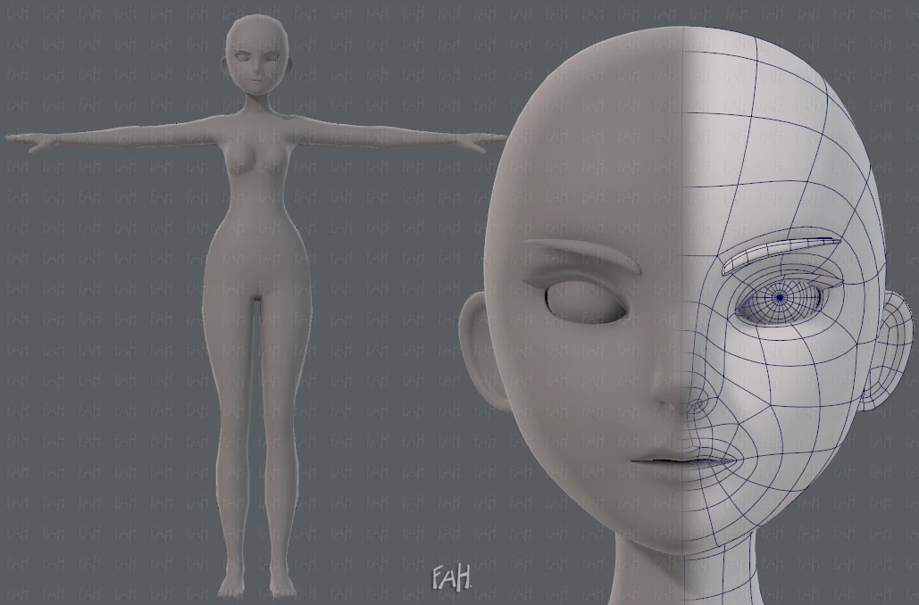 base mesh woman 11 3D Model .c4d .max .obj .3ds .fbx .stl .blend