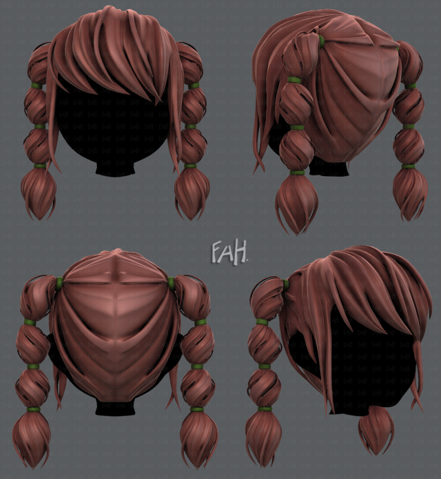 3d hair style for girl v37 3D Model .c4d .max .obj .3ds .fbx .stl .blend 