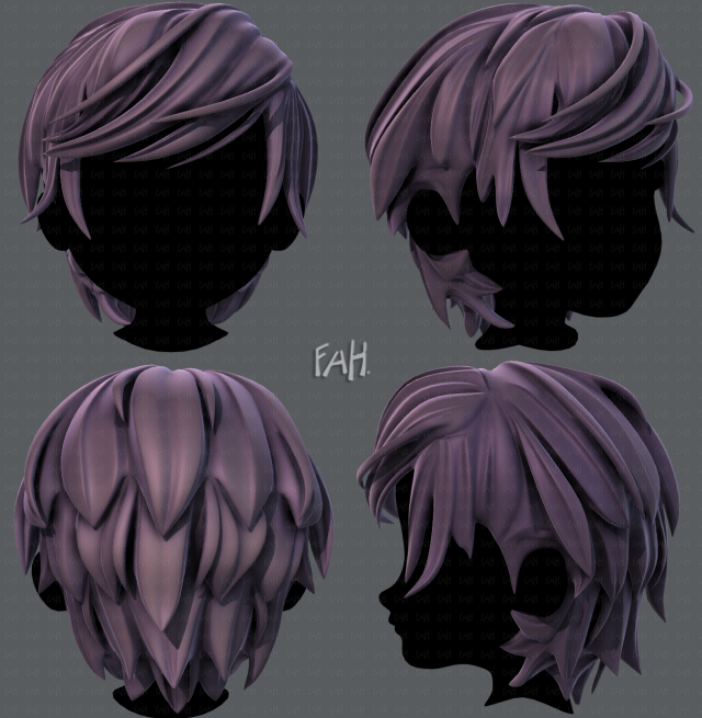 3d hair style for boy v37 3D Model .c4d .max .obj .3ds .fbx .stl .blend 