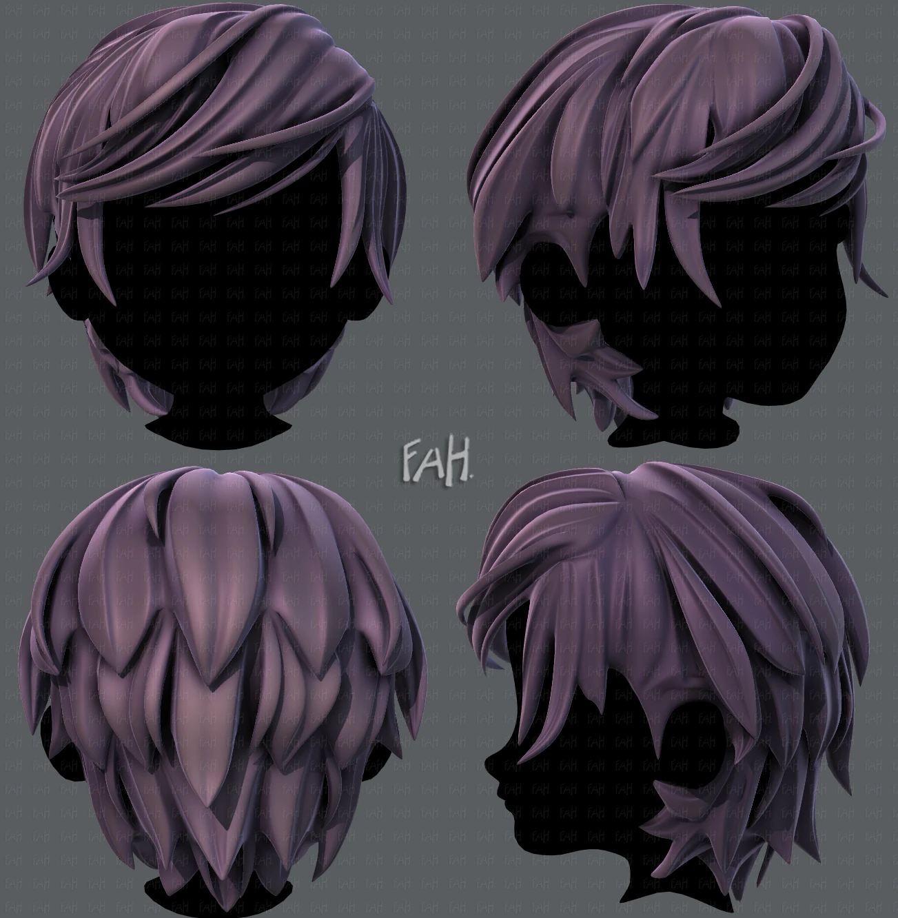 3d hair style for boy v37 3D Model .c4d .max .obj .3ds .fbx .stl .blend 