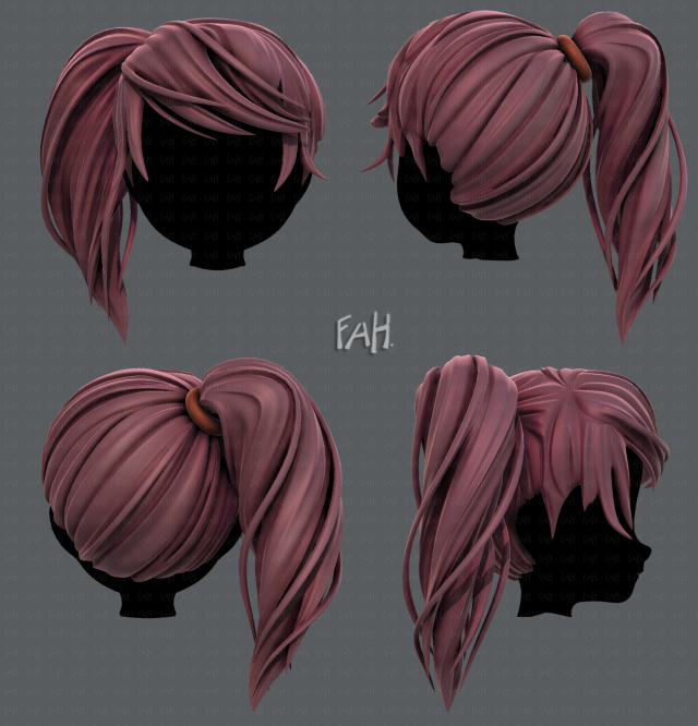 3d hair style for girl v39 3D 模型 .c4d .max .obj .3ds .fbx .stl .blend