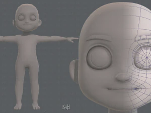 базовая сетка персонажа мальчика v08 3D Модель