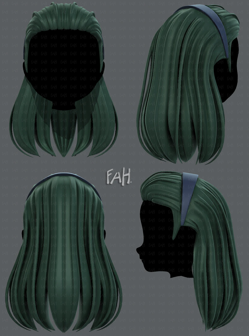 3d hair style for girl v40 3D Model .c4d .max .obj .3ds .fbx .stl .blend 