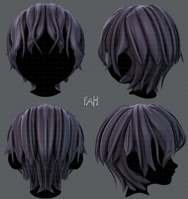 3d hair style for boy v40 3D Модель .c4d .max .obj .3ds .fbx .stl .blend 