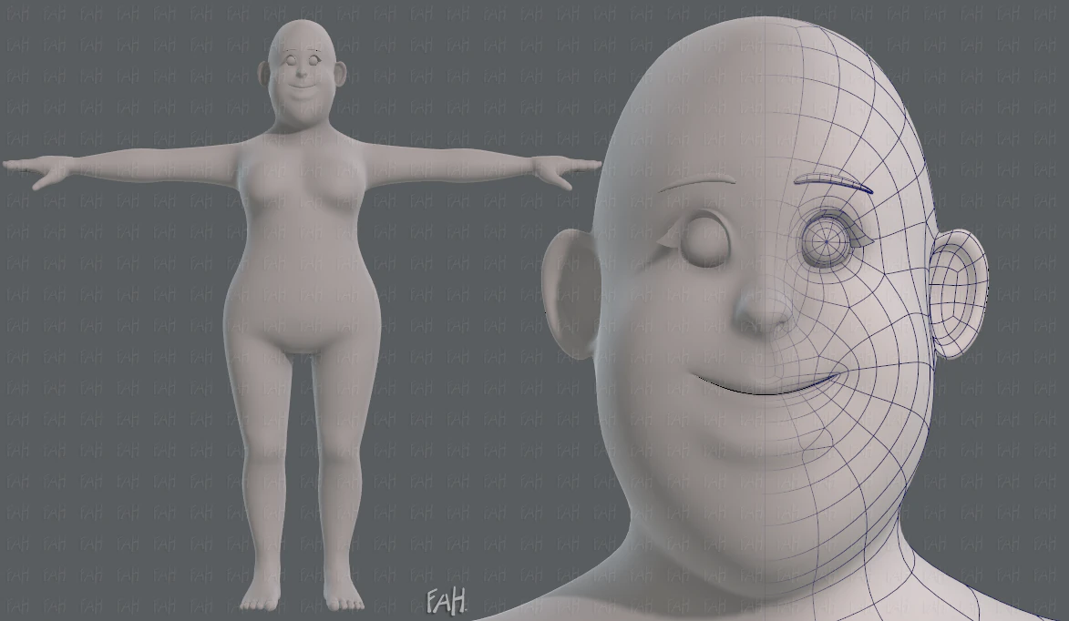base mesh woman 12 3D Model .c4d .max .obj .3ds .fbx .stl .blend