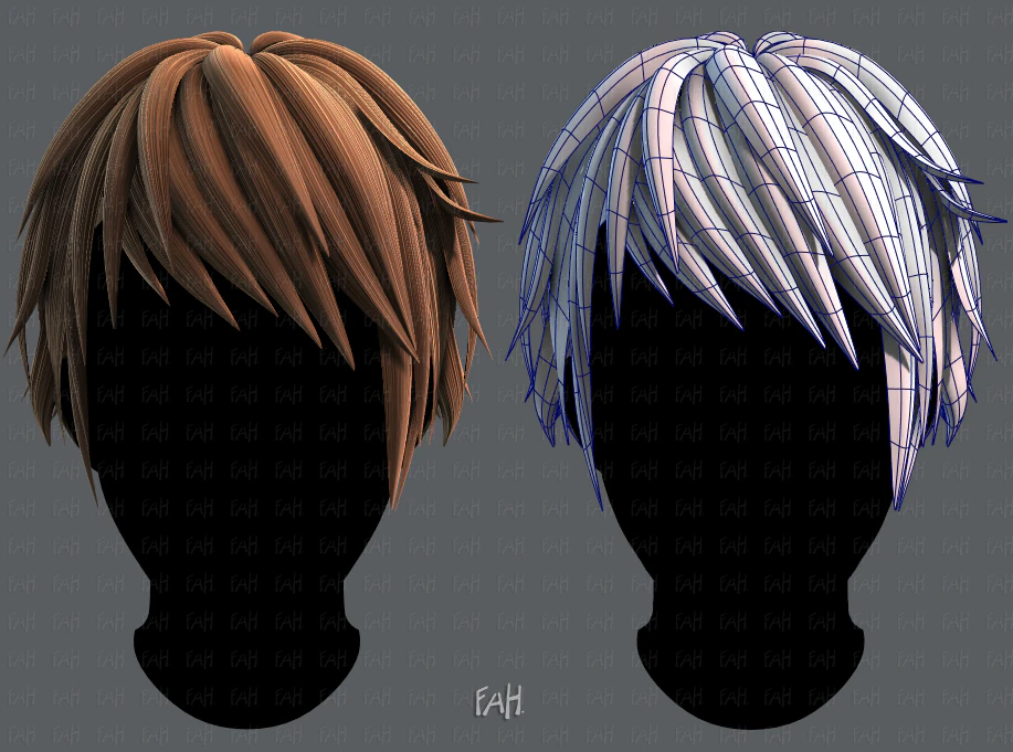3d hair style for man typeb v02 3D Model .c4d .max .obj .3ds .fbx .stl .blend 