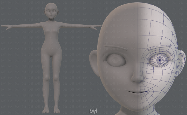base mesh girl characterv06 3D-Modell .c4d .max .obj .3ds .fbx .stl .blend 