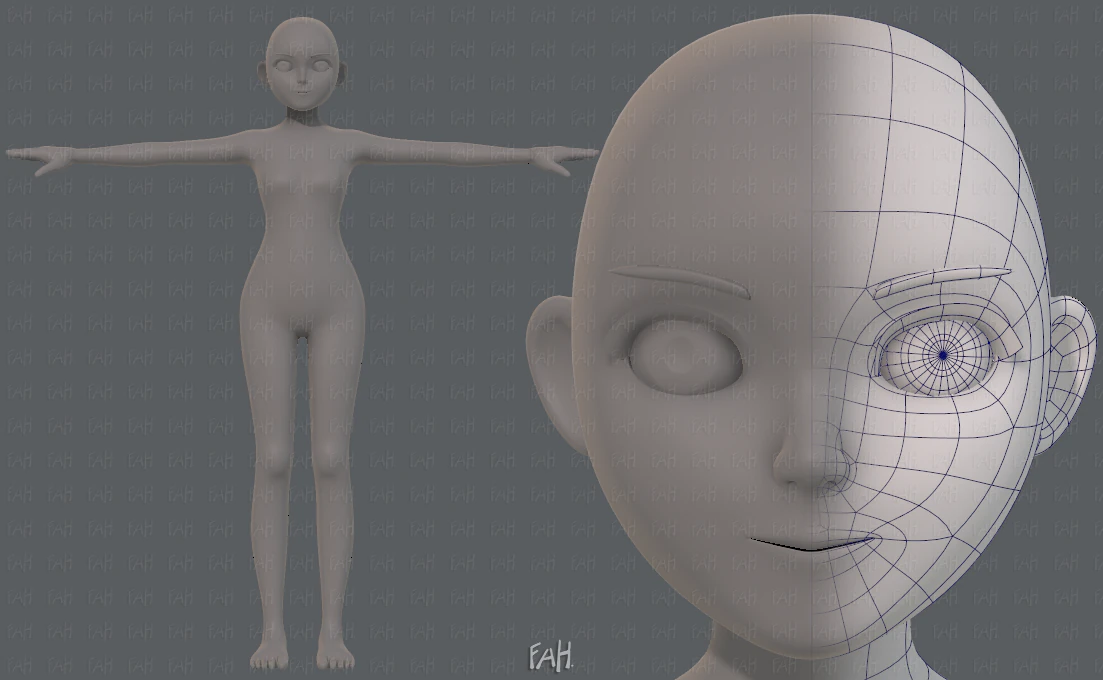 base mesh girl characterv06 3D Model .c4d .max .obj .3ds .fbx .stl .blend 