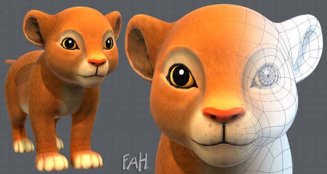 baby lion v01 3D Model .c4d .max .obj .3ds .fbx .stl .blend 